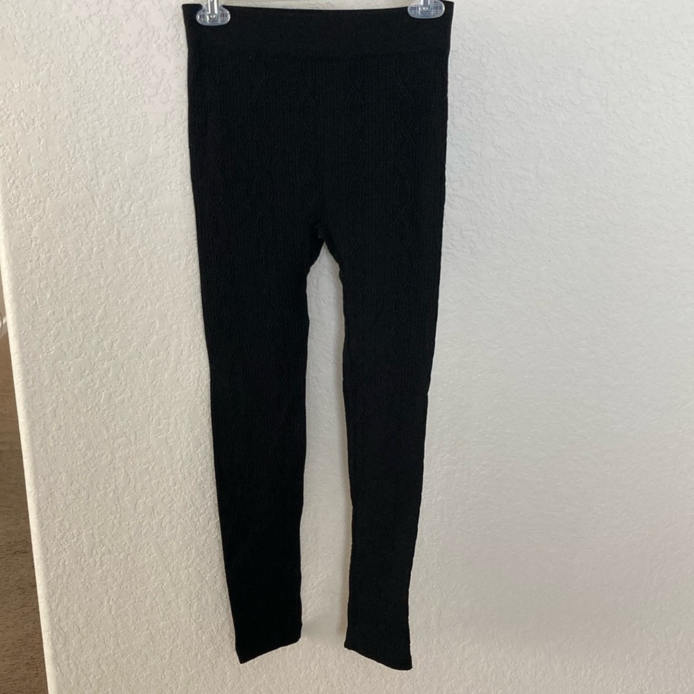 Rue21 Sweater Knit Fleece Lined Black Leggings